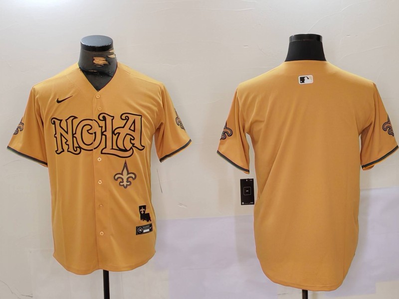 Men New Orleans Saints Blank Yellow Joint Name 2024 Nike Limited NFL Jersey style 9121